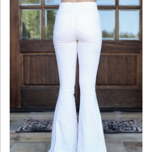 White Bell Bottoms with Frayed Hem - Picture 4 of 4